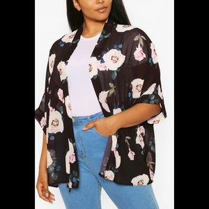 BOOHOO ROSE FLORAL KIMONO